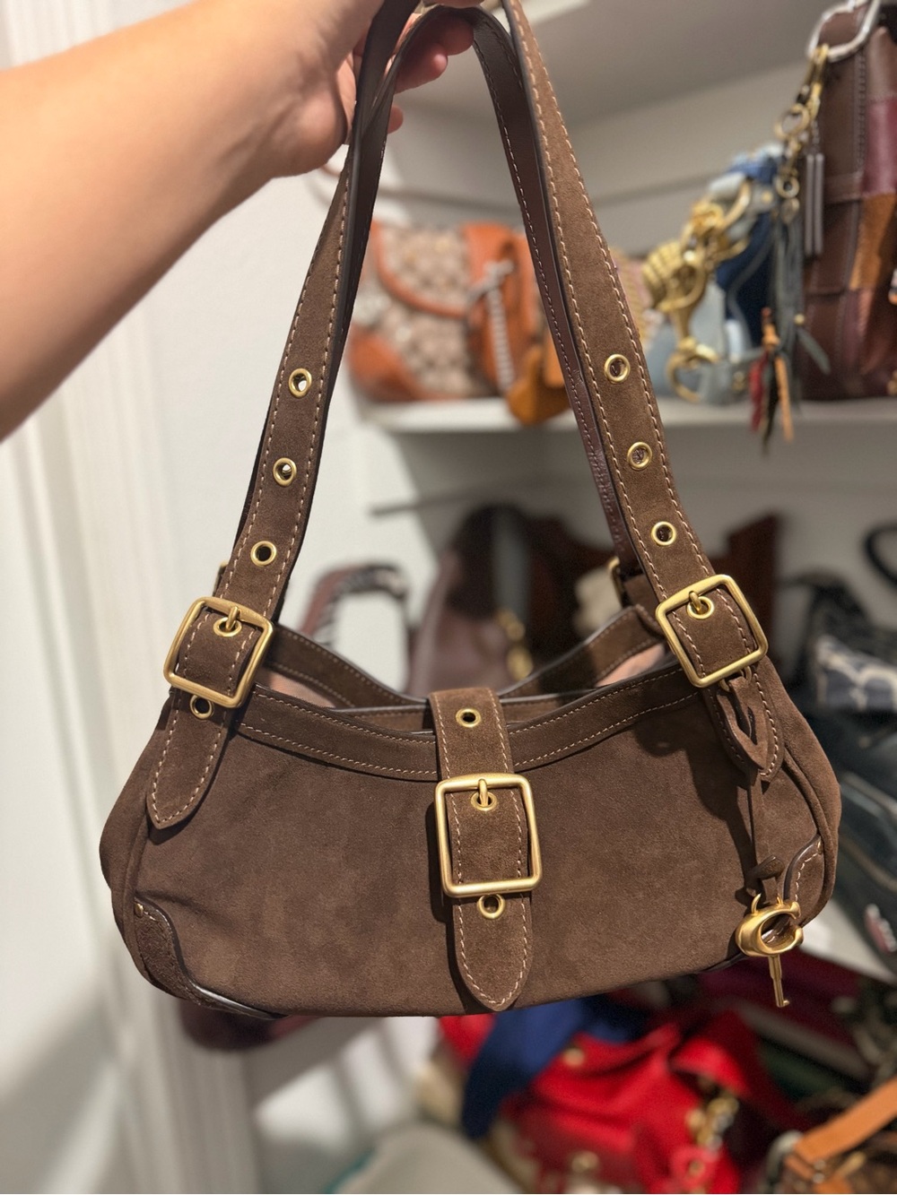 Coach Chocolate Suede Drifter
